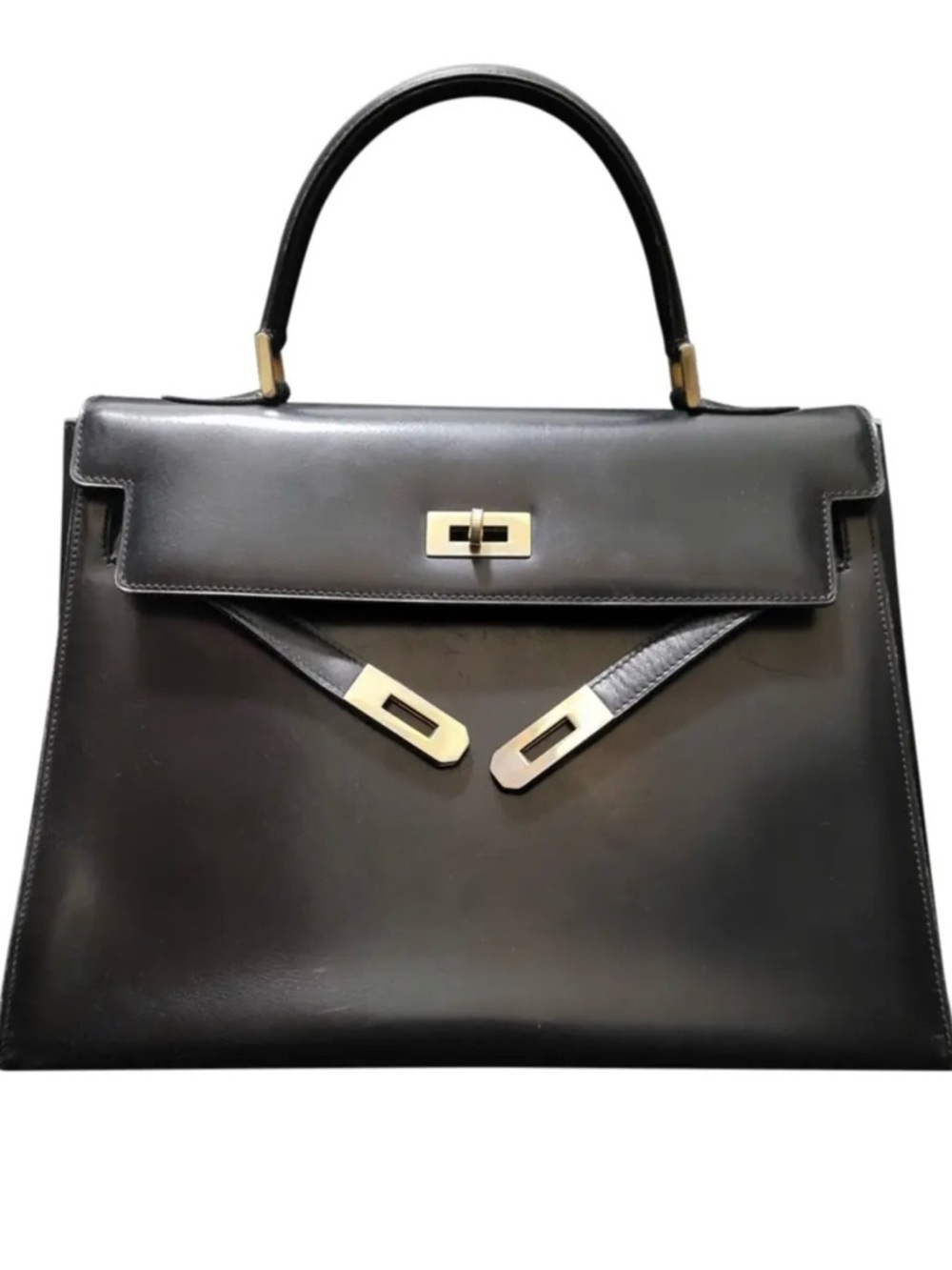 Bally “Kelly” Black Leather Top-Handle Satchel